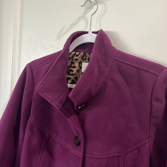 EUC Chicos Size 1 Evening plum colored Jacket w/Leopard Cheetah Fully … - Picture 2 of 8